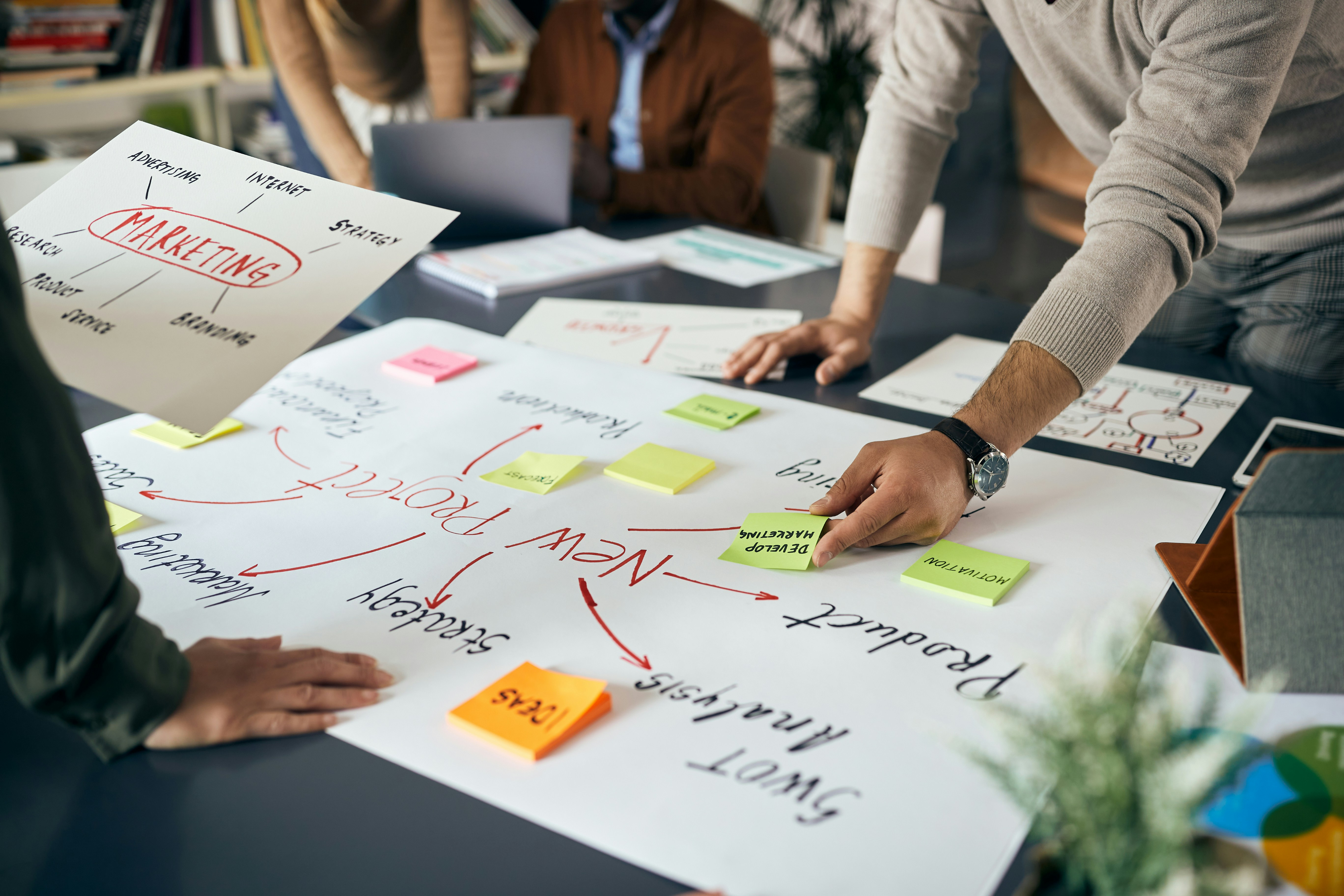 Team working on a business strategy
